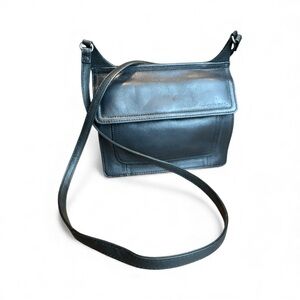 FOSSIL Vintage Double Sided Flap Crossbody Shoulder Bag in Black Leather